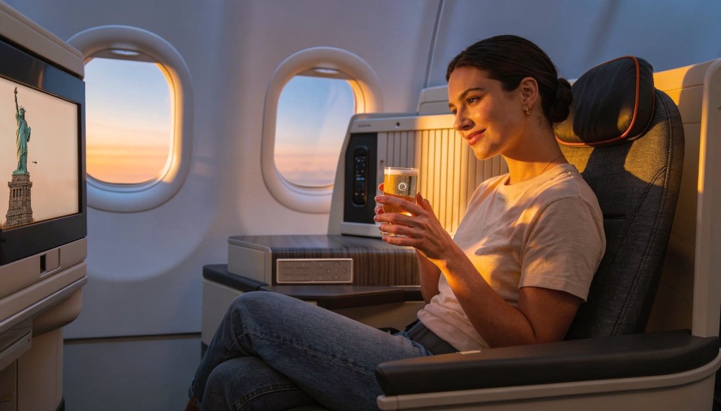 Passageira na cabine Business INSIGNIA by GOL